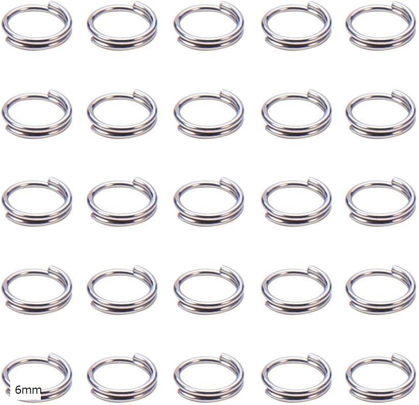 PandaHall マルカン ステンレス 二重 丸カン リング 金具 アクセサリーパーツ ジュエリー用 DIY用 クラフト用品 ハンドメイド (6mmx1.2mm厚)