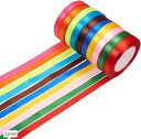 PandaHall 12mmx22m サテン リボン DIY用 片面 手芸 雑貨 工芸品 飾り 10巻10色ランダム カラフル 手芸用品 アクセサリーパーツ 手...