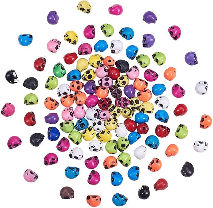 約120個 スカル 樹脂ビーズ 髑髏ビーズ ドクロビーズ 丸大ビーズ アクセサリー クラフト資材 手芸材料 部品 ハンドメイド 混合色