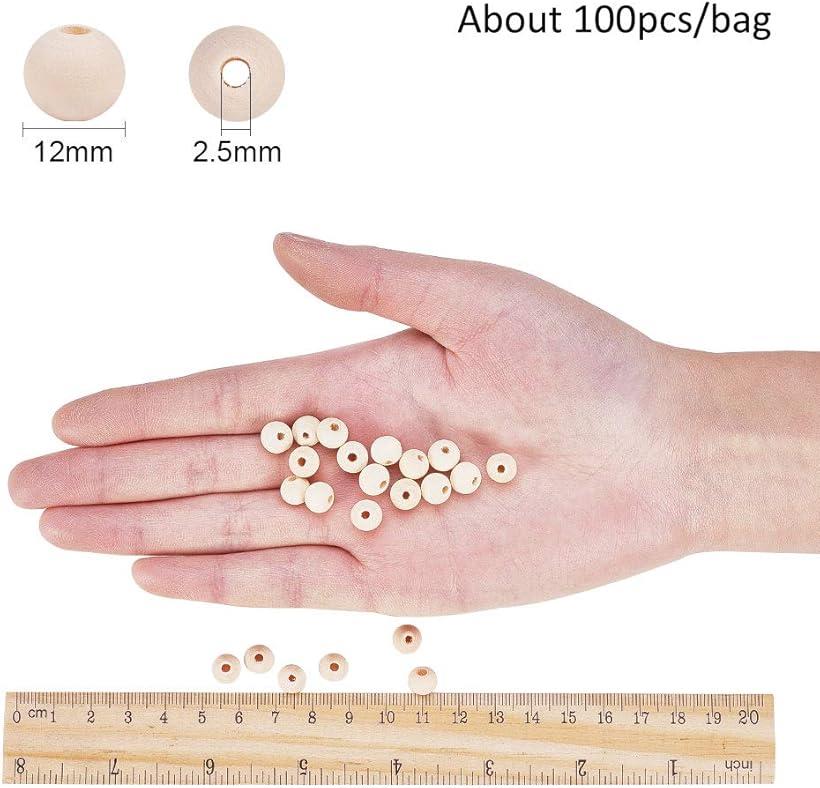 【楽天ランキング1位入賞】約100個/袋 ウッドビーズ 12x12mm 穴2.5 プラスチック ラウンドビーズ 無地 色染め 手芸用品 アクセサリーパーツ ネックレス ブレスレット 手作り素材 モカシン (モカシン＆12mm（約100個）) ohstore-10578330 OHstore サンプル画像2