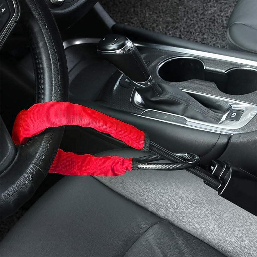 Runze 盗難防止ロック 自動車用 ハンドルロック ステアリングロック 幅広い車種に対応 取付簡単 箱入り Mdm レッド スペシャルオファ