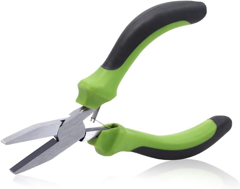 平ヤットコ 平ペンチ 平口 やっとこ ギザなし 126mm (グリーン, 126mm)