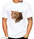 Tシャツ 猫 おもしろ トリックアート カジュアル シンプル ブラウンネコ XXXL(NO.4, 3XL)(4)