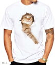 Tシャツ 猫 おもしろ トリックアート カジュアル シンプル ブラウンネコ(NO.1, S)