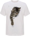 Tシャツ 猫 おもしろ トリックアート カジュアル シンプル ブラックネコ(NO.2, M)