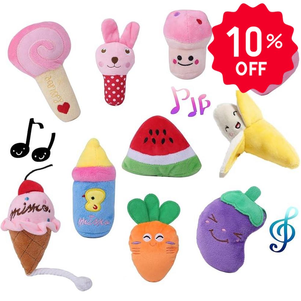 犬おもちゃ Bluestarz13923 音が鳴る ぬいぐるみ 10点セット 噛むおもちゃ コットン 気分転換 ストレス解消 歯磨き 丈夫 清潔 子犬 小型犬 中型犬(カラフル)