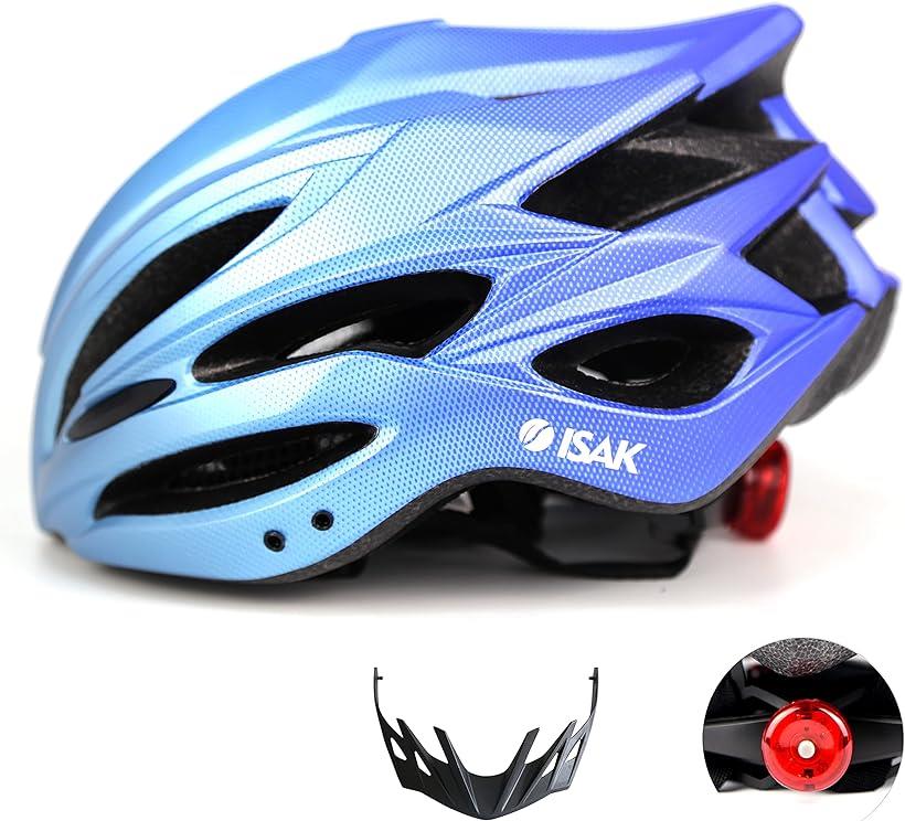 ISAK ヘルメット 超軽量 磨き砂質感 自転車用 サイクルヘルメット スポーツヘルメット 衝撃吸収/安全/通勤/通学/サイクリング 56-61cm調整可能 大人/ジュニア用 GRAD-Blue One Size 