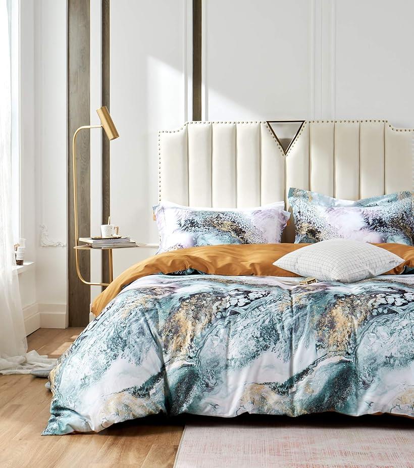 エジプト超長綿100% 布団カバー 4点セット シングル ：掛布団カバー ボックスシーツ 枕カバーx ...