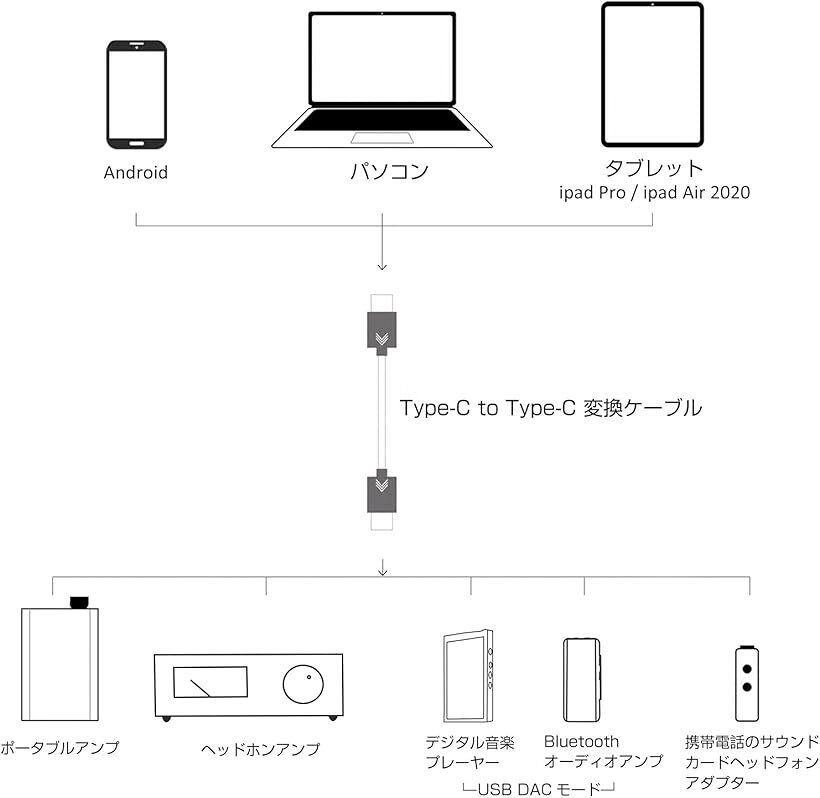 【楽天ランキング1位入賞】C2 オーディオケーブル OTGケーブル Type-C オスto オスデコーダー 音質向上 約12cm ohstore-10575554 OHstore サンプル画像3