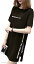 タイムスリップ レディース シンプル ベーシック 半袖 ロゴ プリント ロング Tシャツ チュニック丈 カットソー トップス ブラック,XL(ブラック, XL)