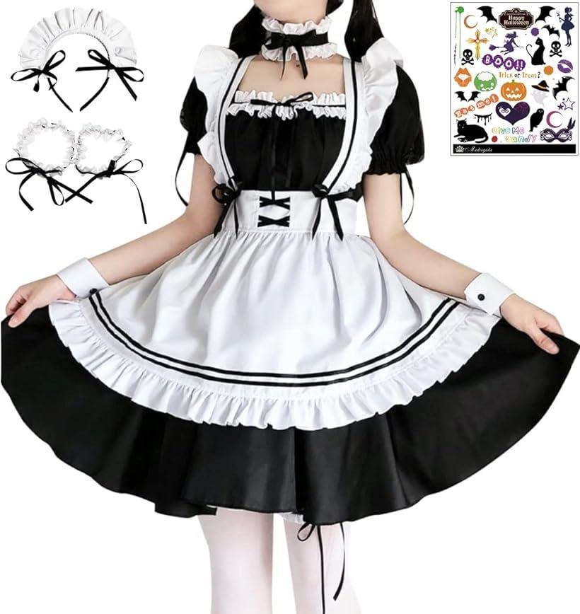 バリエーションコード : 2b43wwuq2n商品コード2b43wo1woy商品名メイド服 コスプレ メイド 衣装 ワンピース チョーカー カチューシャ エプロン コスチューム ハロウィン タトゥーシール付き 2XLブランドMadrugada(マドルガーダ)サイズ等2XL・「愛され定番メイドコス」誰からも愛されるキュートなメイド服です＊ コスプレ初心者から中級者まで、一度は着てみたいガーリーなデザインです＊ キュートなAラインスカートはパニエを着用することでその魅力を発揮します。可愛いメイドになりきるためのお手軽セットコスチュームです✨ ＊商標登録第5812266号 当ブランドは知的財産権を保有しております。・「サイズ目安」画像のサイズ表をご覧ください。取り扱いサイズ：S M L XL 2XL 3XL 4XL 5XL・「セット内容」ワンピース（コスチューム）、チョーカー、カチューシャ、 エプロン、ブレスレット、ガーターリング、ハロウィン タトゥーシールハロウィンにかかせないキャラや文字がたっぷりのタトゥーシールがセットに。 ハサミと水があればどこでも簡単に貼ることができます＊ シールサイズ：縦152mmx横127mm・「ディティール」女の子らしいフォルムにチョーカーとメイドカチューシャの組み合わせがキュートです＊ 男の娘、女装アイテムとしても密かな人気。・「使用シーン」ハロウィンから各種イベントまでインスタ映えも抜群です＊※ 他ネットショップでも併売しているため、ご注文後に在庫切れとなる場合があります。予めご了承ください。※ 品薄または希少等の理由により、参考価格よりも高い価格で販売されている場合があります。ご注文の際には必ず販売価格をご確認ください。※ 沖縄県、離島または一部地域の場合、別途送料の負担をお願いする場合があります。予めご了承ください。※ お使いのモニタにより写真の色が実際の商品の色と異なる場合や、イメージに差異が生じることがあります。予めご了承ください。※ 商品の詳細（カラー・数量・サイズ 等）については、ページ内の商品説明をご確認のうえ、ご注文ください。※ モバイル版・スマホ版ページでは、お使いの端末によっては一部の情報が表示されないことがあります。すべての記載情報をご確認するには、PC版ページをご覧ください。ハロウィン専用タトゥーシールもセットになったメイド衣装セットです＊