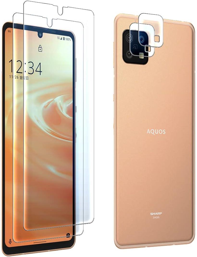 【4枚セット】【GTO】For AQUOS Sense6 ガラスフィルム 2枚 レンズフィルム 2枚