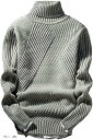 ハイネック ニット セーター メンズ タートルネック トップス 長袖 ロングスリーブ 袖あり(グレー, 3XL)