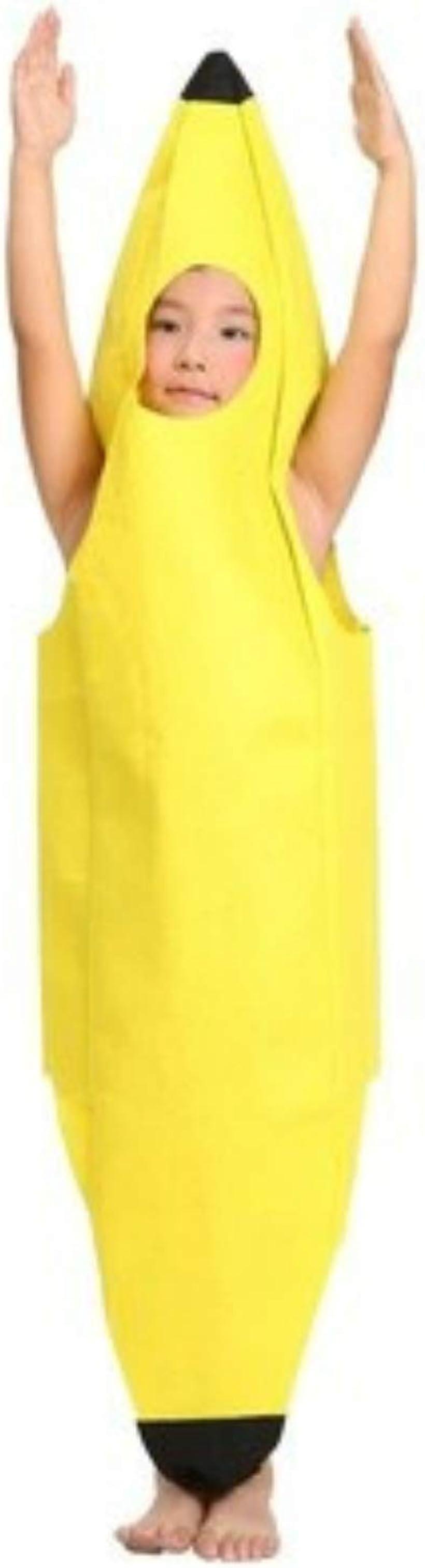 3サイズ [笑顔一番] コスプレ 全身 バナナ おもしろ コスチューム 衣装 ハロウィン 仮装 学園祭 フリーサイズ コスチューム 黄色 男女共用 子供用 [A273-09] 3 S 120-150 cm