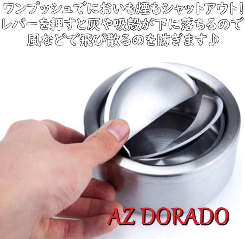 【楽天ランキング1位入賞】煙 臭いを遮断 灰皿 蓋付き ステンレス 開閉タイプ おしゃれ 卓上 シルバー たばこ 屋外 喫煙(シルバーA)