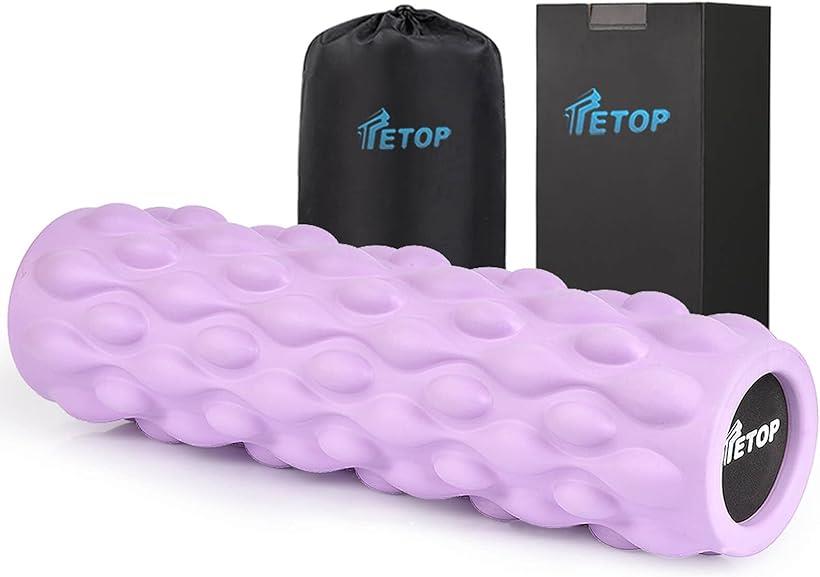 ストレッチポール TETOP フォームローラー 500KG耐荷重 ストレッチローラー マッサージ ヨガポール エクササイズ トレーニング 軽い 45*12.5*12.5CM 800g 日本語説明書付き パープル