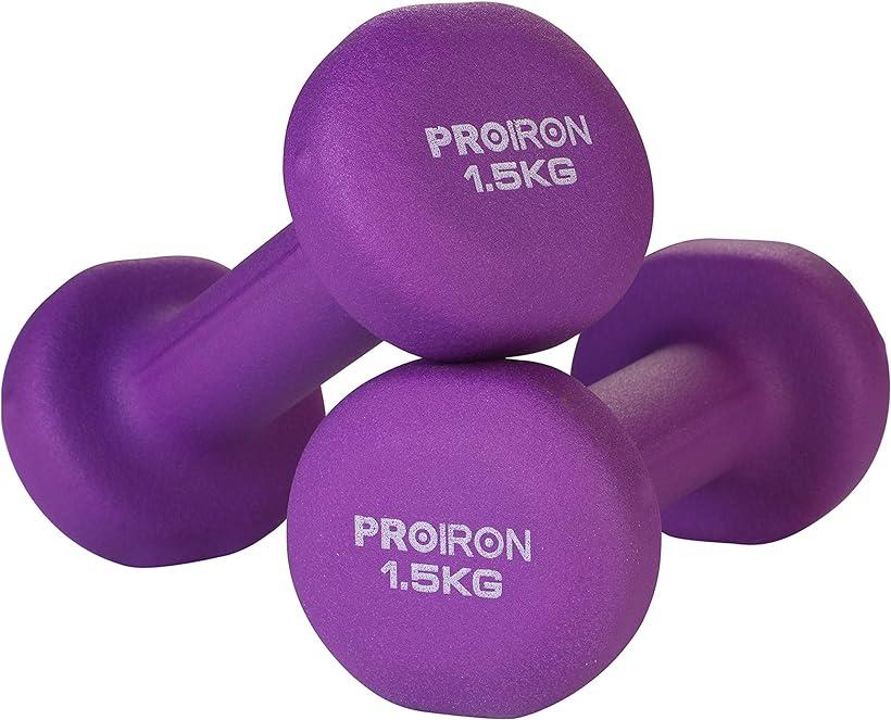 PROIRON ダンベル 1.5kg 「2個セット」 エクササイズ ネオプレンゴムコーティング 筋力トレーニング 鉄アレー