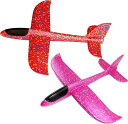 手投げ飛行機 グライダー プレーン 組み立て 公園遊び 模型 航空機 水平飛行 回転飛行 おもちゃ 赤/ピンク(赤ピンク, 37cm)