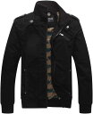 ジャケット アウター ハイネック 裏地 ブルゾン 上着 スリム シンプル 長袖( ブラック, XL)