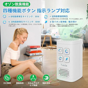 脱臭機 オゾン脱臭機 アップグレード版ミニ空気清浄機 小型脱臭機 オゾン発生器 マイナスイオン搭載 負イオン発生器 コンセント式 フィルター交換不要 おしゃれ 消臭 ほこり除去 自動タイミング機能 省エネ 静音 トイレ 浴室 車内(ホワイト)