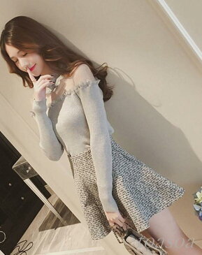 トーアソーア カットソー レディース 長袖 トップス 無地 おしゃれ 薄手 かわいい セクシー 肩 韓国 春 夏 秋 冬 きれいめ ハイネック レース オフショルダー tシャツ 06 - グレー XL(06 - グレー - XL, XL)