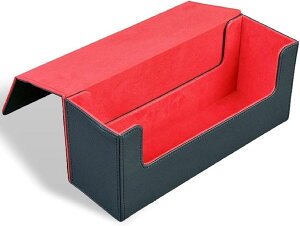 トレカ カードデッキ ケース 大容量 黒 レザー トレーディング ストレージボックス デッキホルダー 収納 タイプB: 窓なし: 黒+赤( タイプB: 窓なし: 黒+赤)