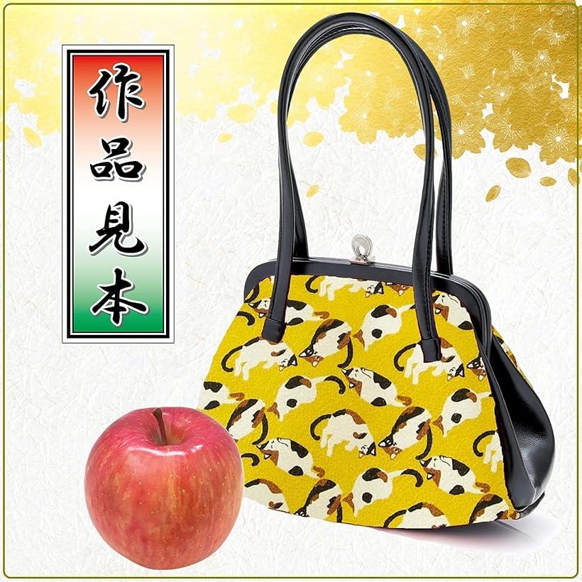 ちりめん 和柄 手芸 ちりめん細工 用 布 三毛猫イエロー 1m (三毛猫イエロー, 1m) ohstore-10568700 OHstore サンプル画像3