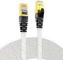 【楽天ランキング1位入賞】互換品CAT7準拠STP 高速LANケーブル 10Gbps/600MHz RJ45 フラットインターネットケーブル 金メッキ コネクタ 組紐(ホワイト, 3M)