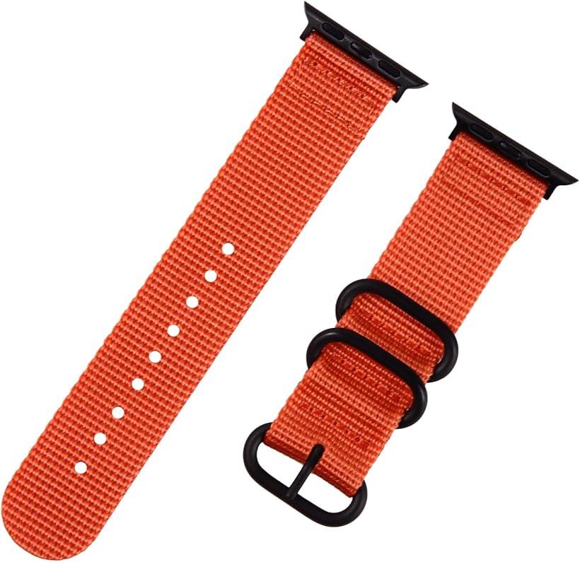OHstoreの互換品 互換品 Apple Watch 対応ベルト 時計バンド アップルウォッチ交換ストラップ (オレンジ(黒バックル), 38mm/40mm/41mm)｜アングル2