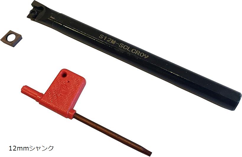 スローアウェイバイト 内径加工用 ホルダ 菱形チップ対応 鋼用チップ付き (12mmシャンク)