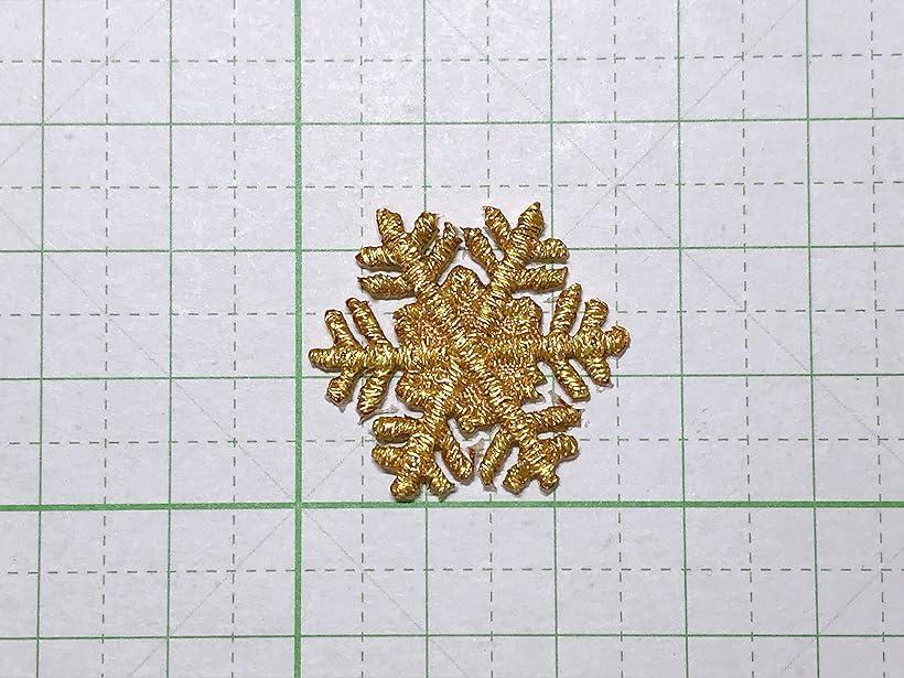 ワッペン アイロン 刺繍 雪 8枚セット ミニサイズ スノーフレイク モチーフ アップリケ ハンドメイド B・ゴールド＆シルバーmix(B・ゴールド＆シルバーmix)