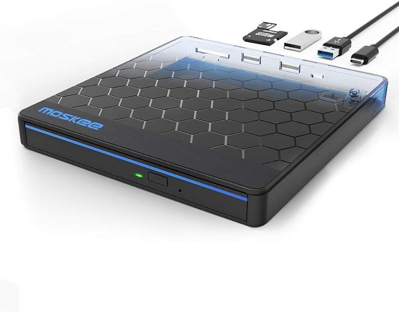 互換品USB3.0 外付け DVD/CDドライブ プレイヤー ポータブル 給電ケーブル付き(D)