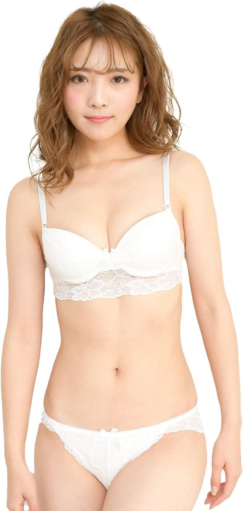 レディース ブラ ブラジャー ショーツ 上下 セット カラバリ シンプル レース 勝負 下着(ホワイト, D70)