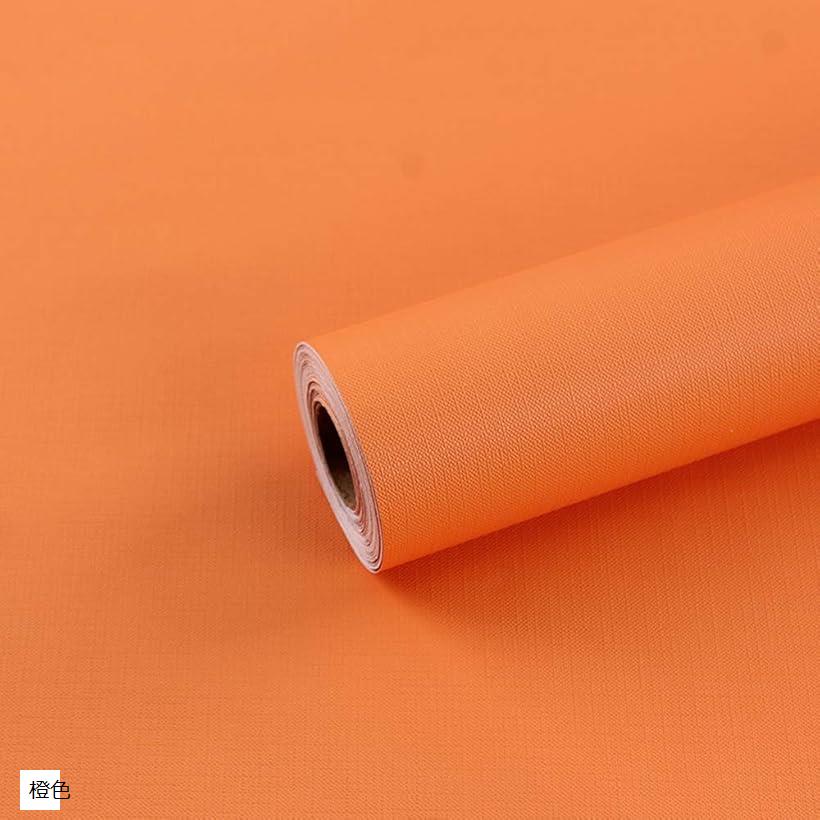 無地 壁紙シール 防水 リメイクシート 幅45cm全長9.7m のり付き つや消し DIY 剥がせる壁紙 マカロン カッティングシート 橙色 (橙色, 45cmx9.7m)