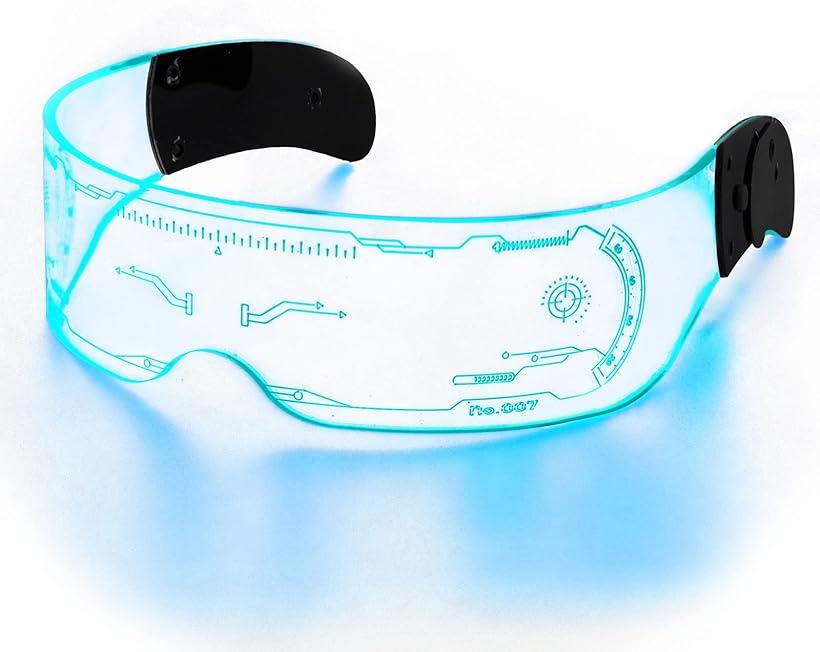 近未来 サングラス LED ネオン ライト 色が変わる サイバー ゴーグル 眼鏡 コスプレ(クリア)