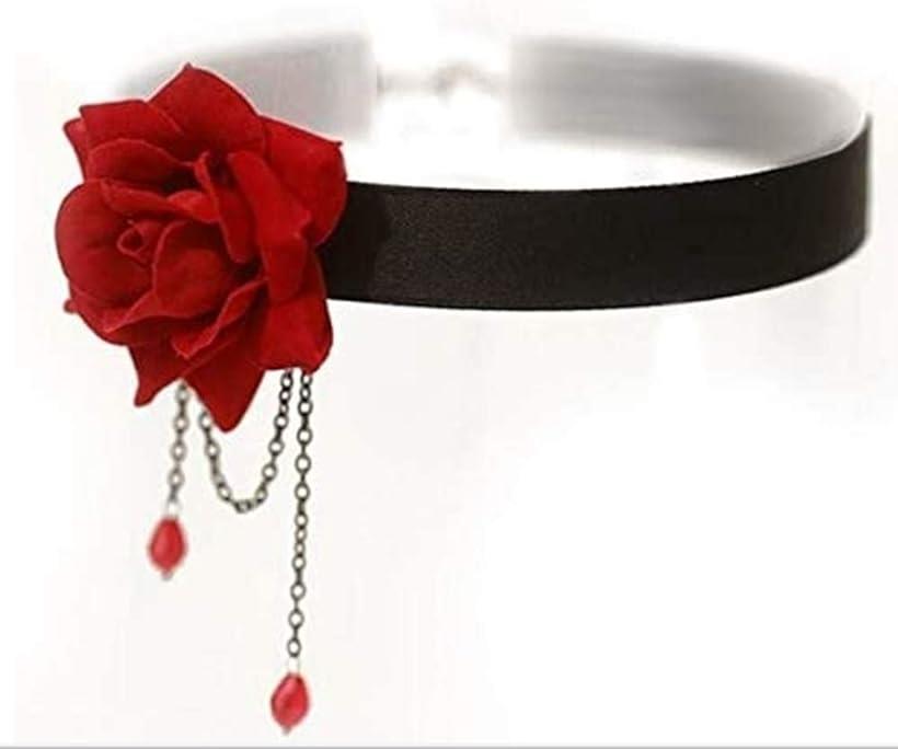 [アチスメル] チョーカー ゴスロリ バラ 首輪 薔薇 ゴシック 女性 コスプレ ゴローズ 赤 ネックレスト 黒 セクシー ダンス