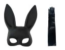 sac taske ウサギ マスク ハロウィン コスプレ バニーガール 仮装 仮面 ＆ レザーグローブ (ブラック)