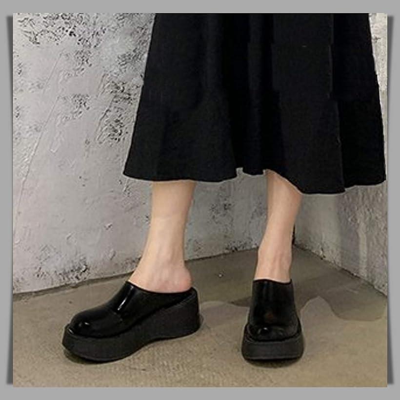 厚底 レディースシューズ かかとなし カジュアルシューズ 黒 厚底靴 クロッグ サポサンダル 24.5 cm(ブラック, 24.5 cm)