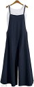 綺麗め カジュアル ロング ワイド サロペット レディース 紺 XXL(ネイビー, 2XL)