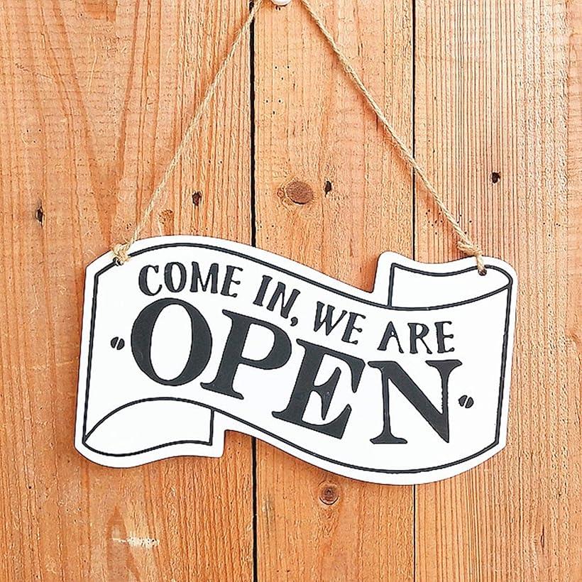 OHstoreのオープン クローズ OPEN ＆ CLOSED 看板 木製 両面 ボード プレート お店 お部屋 カフェ の インテリア 装飾 開店 閉店 白 (白)｜アングル3