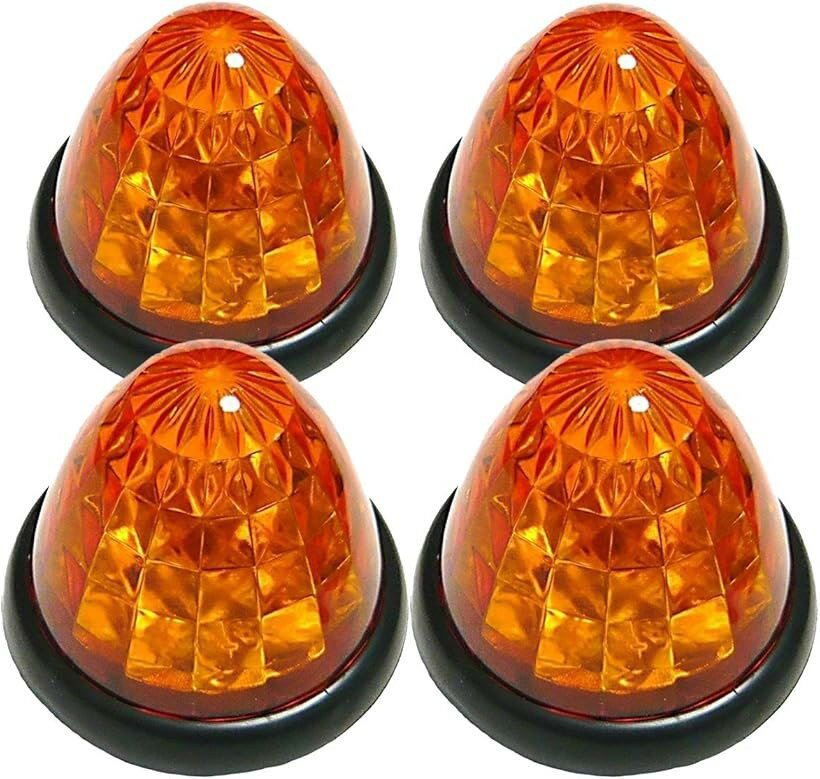 カスタマイズ トラック用 マーカーランプ LED サイド 16LED 24V 汎用 4個セット ブルー/レッド/ホワイト/イエロー/アンバー/グリーン/ピンク 各色 オレンジレンズ (オレンジレンズ)