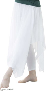 シフォンスカート付き タイツ レギンス レディース ダンス衣装 ベリーダンス バレエのレッスン着 スパッツ ロング丈 シースルー素材 ホワイト, S MDM(ホワイト, S)