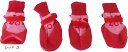 犬用ソックス 靴下 滑り止め 面ファスナー付き 4個セット S レッド (レッド, S)