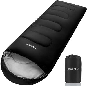 HAWK GEAR ホークギア 丸洗いできる寝袋 マミー型 シュラフ -15度耐寒 簡易防水 オールシーズン 軽量タイプ(ブラック（軽量タイプ）)