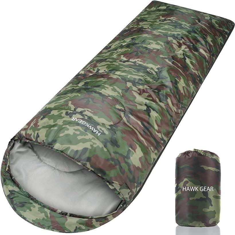 HAWK GEAR ホークギア 丸洗いできる寝袋 マミー型 シュラフ -15度耐寒 簡易防水 オールシーズン 軽量タイプ( 迷彩（軽量タイプ）)