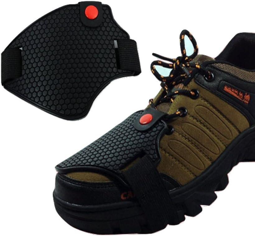 簡単装着 TPU シフトパッド プロテクター 靴ガード 滑らない シフトガード シューズガード フリーサイズ 収納袋付き バイク用品(黒, FREE)