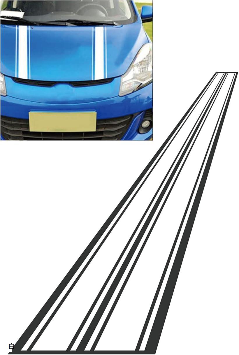 互換品morytrade ボンネット ステッカー ストライプ ボディ シール 車 自動車 レーシング 8x180cm 白 (白)