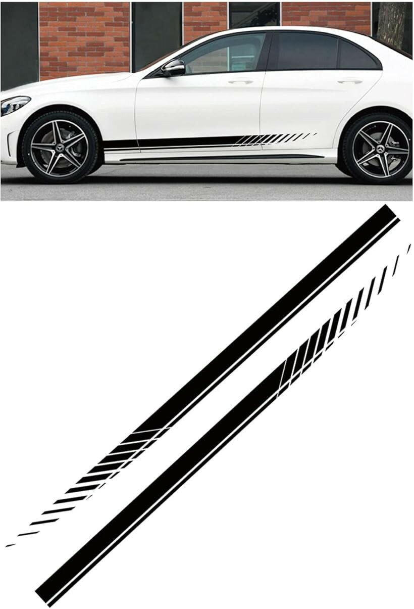morytrade ボディ ステッカー 自動車 サイド ストライプ シール ドレスアップ 9x190cm 黒 (黒)