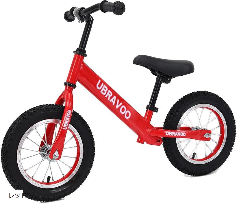 【楽天ランキング1位入賞】キッズバイク 子供 幼児用 ペダルなし自転車 ゴムタイヤ ハンドル サドル高さ調整可 1歳半〜5歳 軽量 組み立て簡単( レッド)のサムネイル