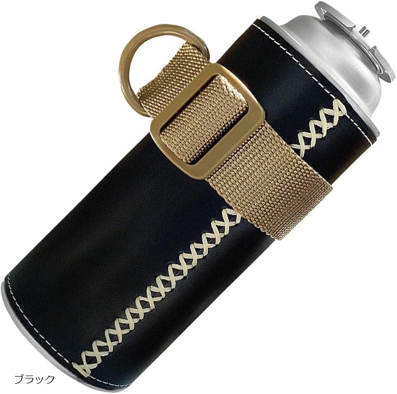 ガス缶カバー フック付き 便利 CB缶カバー 保護ケース おしゃれ キャンプ用品 登山 (ブラック)